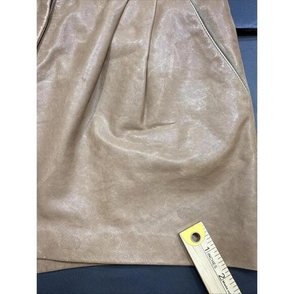 Tibi Brown 100% Lamb Leather Shorts Designer City Chic Classic Front Zip Lined 4 - Picture 13 of 15